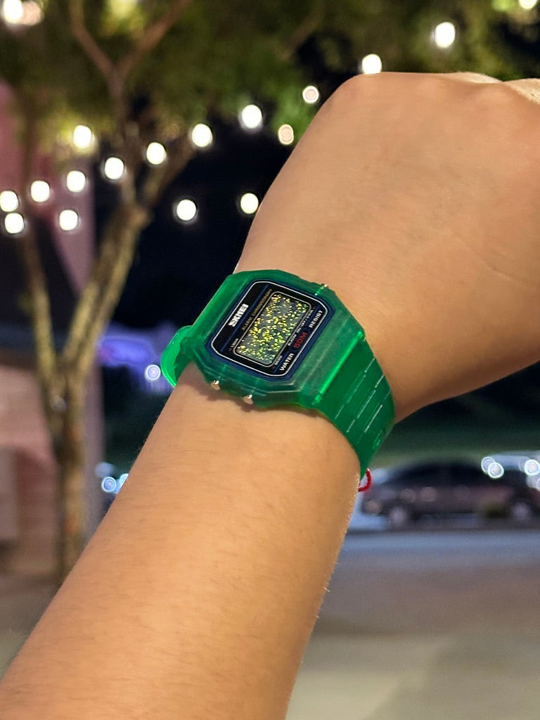 Emerald Green Star Field Skmei Digital Watch - Rainbow Holo Mod