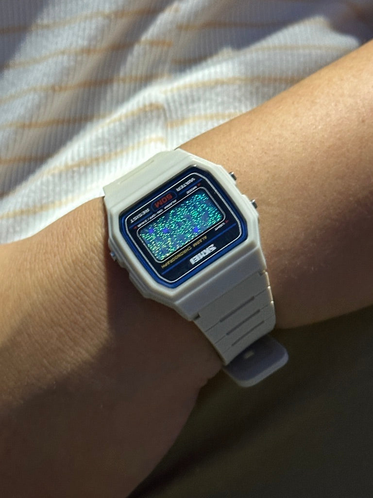 Retro Beige Star Field Skmei Digital Watch - Rainbow Holo Mod