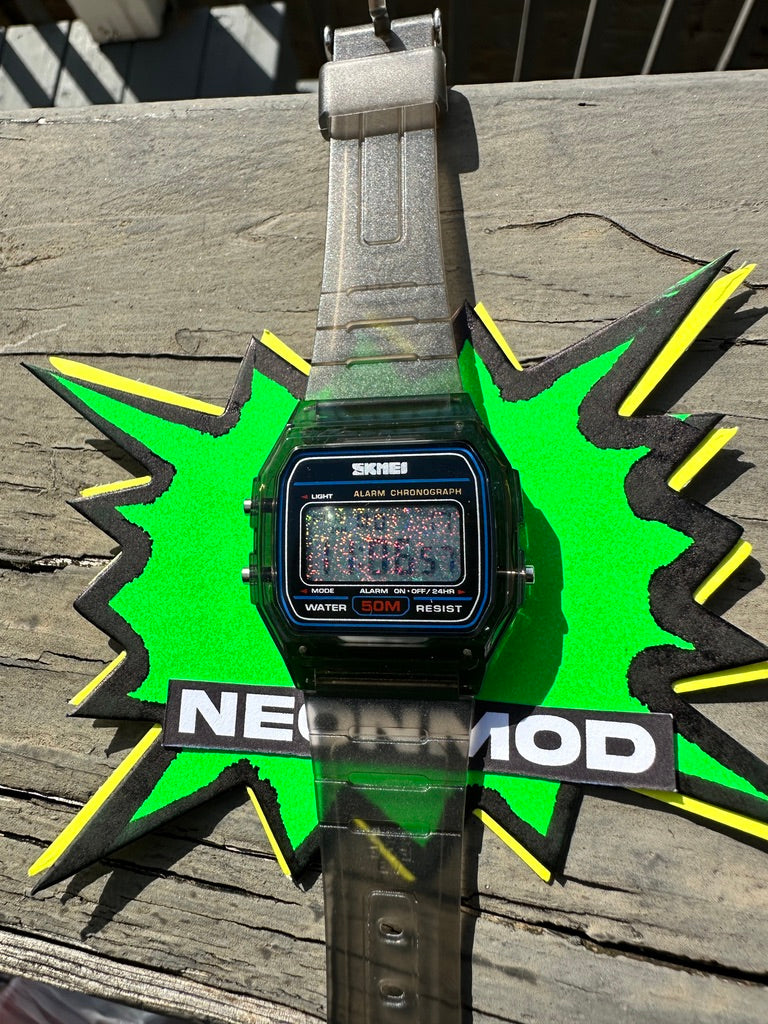 Black Holo Watch - Rainbow Holographic Star Field - Clear Jelly SKMEI Digital Watch