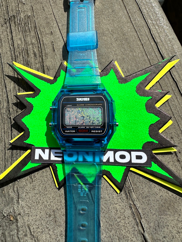 Holographic Digital Watch Star Field - Blue Transparent Jelly Watch - SKMEI Glitter Holo Mod