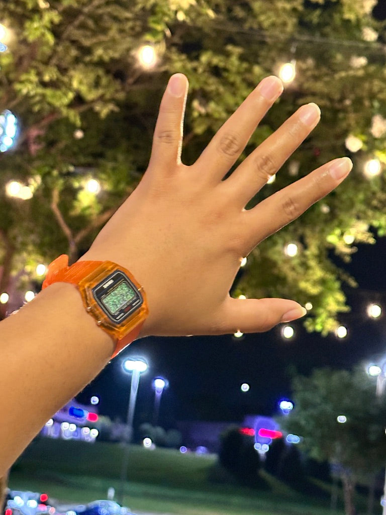 Tangerine Star Field Holo Digital Watch Mod