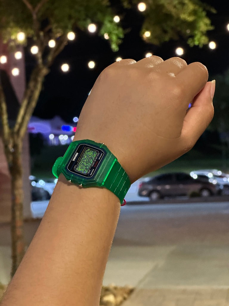 Emerald Green Star Field Skmei Digital Watch - Rainbow Holo Mod