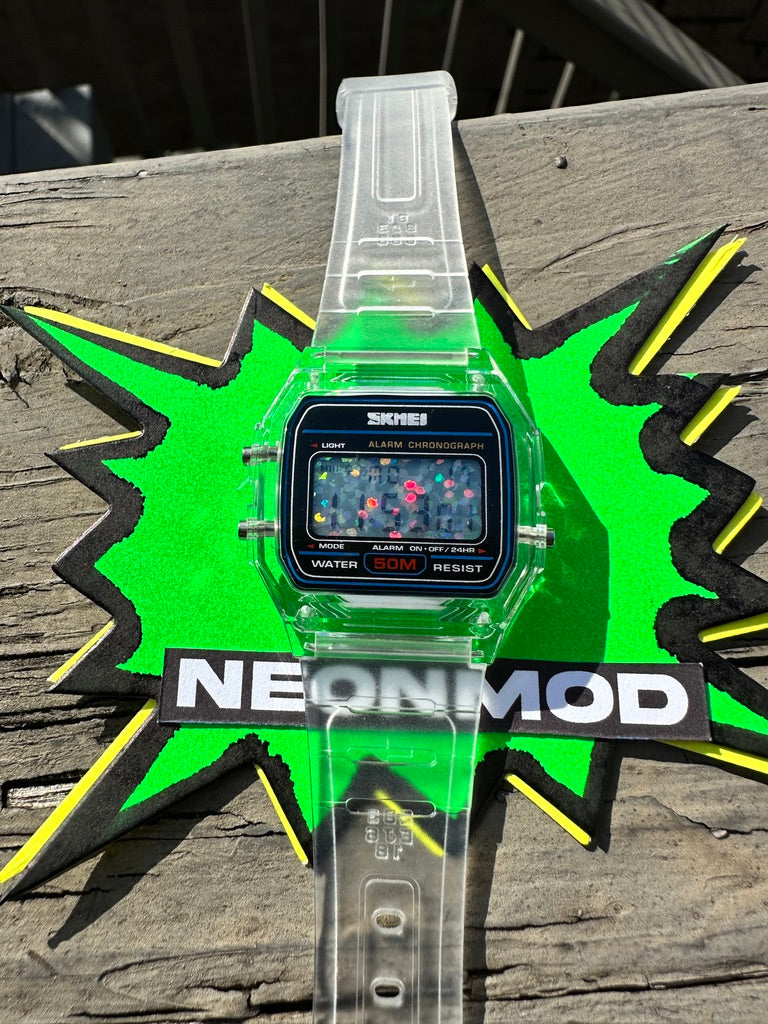 Clear Jelly SKMEI Digital Watch - Transparent Holo Watch - Rainbow Holographic Glitter Dots