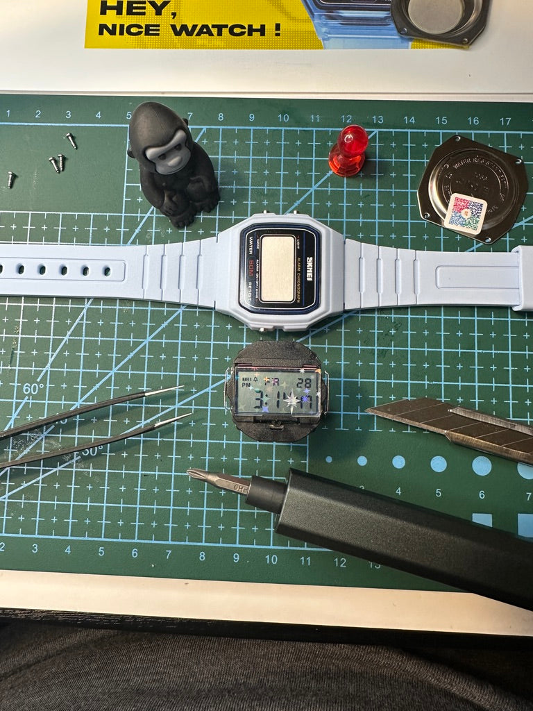Pastel Dream Blue Starburst Skmei Digital Watch - Rainbow Holo Mod
