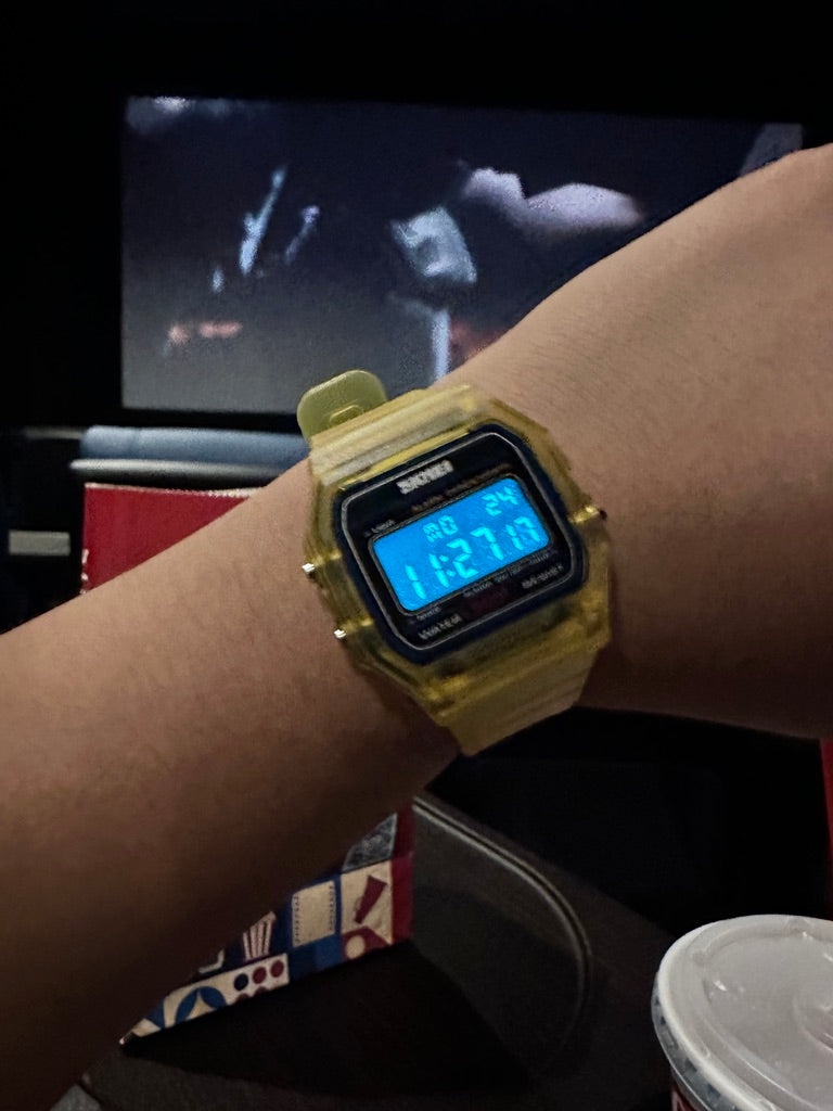 Yellow Star Field Skmei Digital Watch - Rainbow Holo Mod