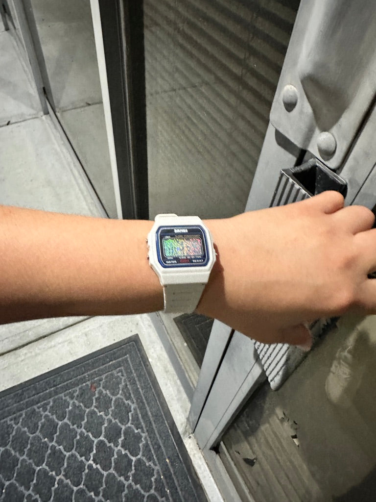 Retro Beige Star Field Skmei Digital Watch - Rainbow Holo Mod