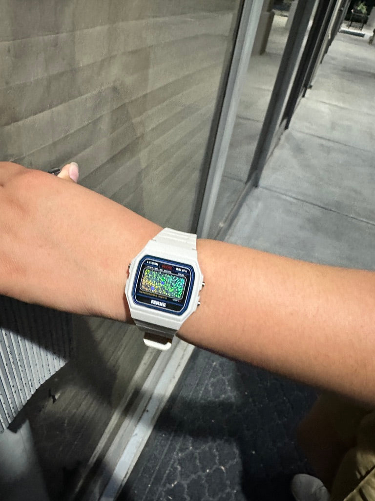 Retro Beige Star Field Skmei Digital Watch - Rainbow Holo Mod