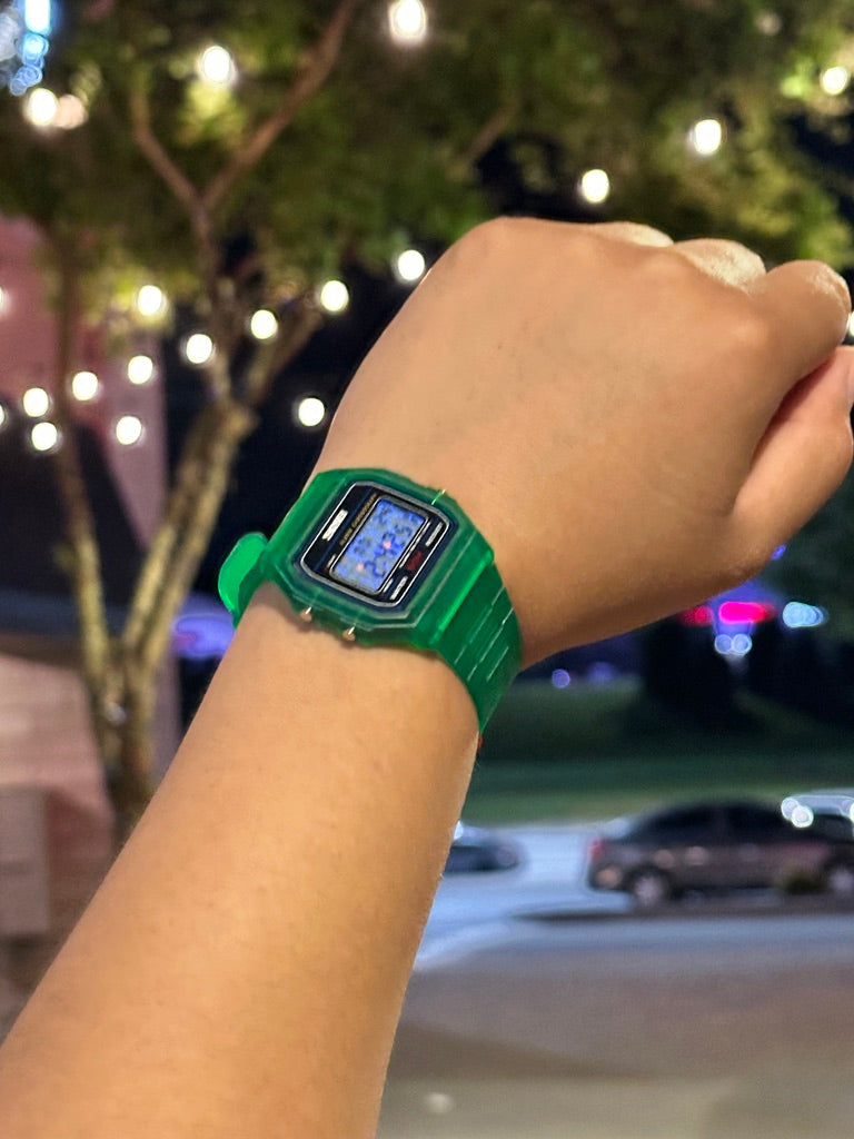 Emerald Green Star Field Skmei Digital Watch - Rainbow Holo Mod