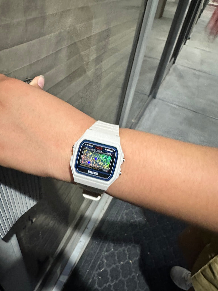 Retro Beige Star Field Skmei Digital Watch - Rainbow Holo Mod