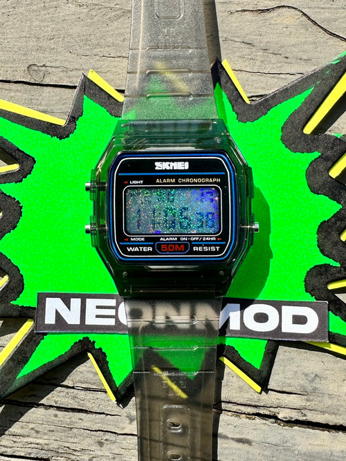 Black Holo Watch - Rainbow Holographic Star Field - Clear Jelly SKMEI Digital Watch