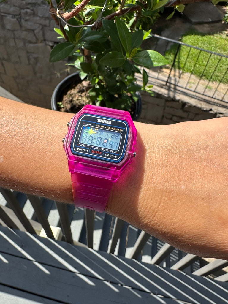 Purple Starburst Skmei Digital Watch - Rainbow Holo Mod
