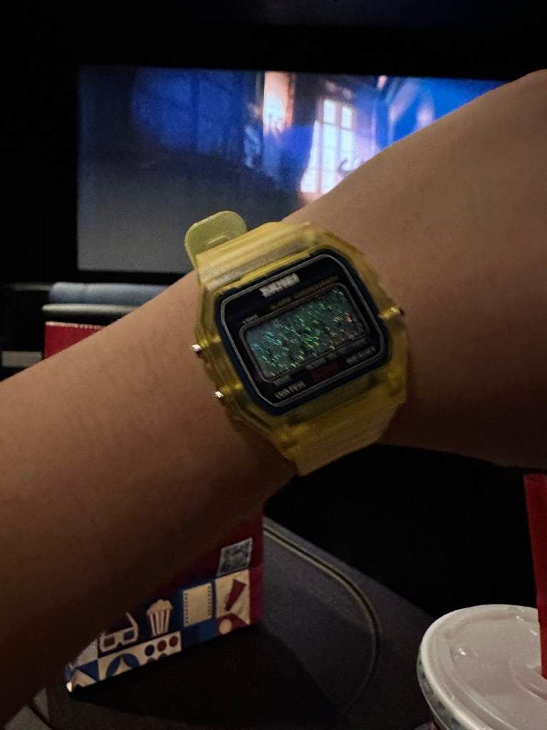 Yellow Star Field Skmei Digital Watch - Rainbow Holo Mod