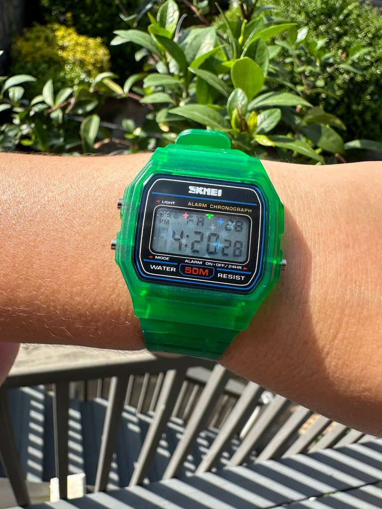 Green Starburst Skmei Digital Watch - Rainbow Holo Mod