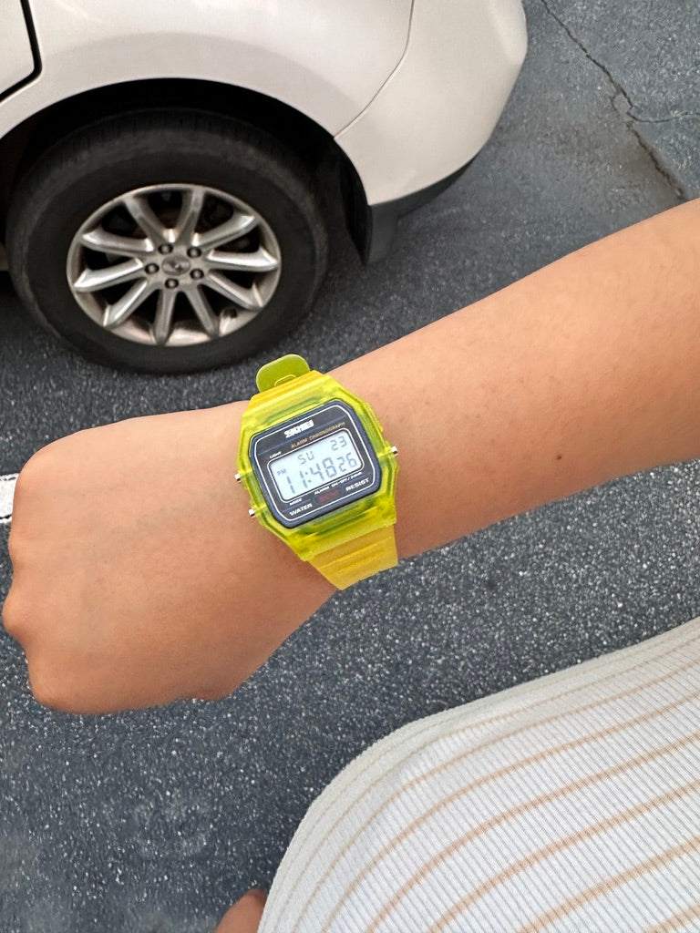 Yellow Star Field Skmei Digital Watch - Rainbow Holo Mod