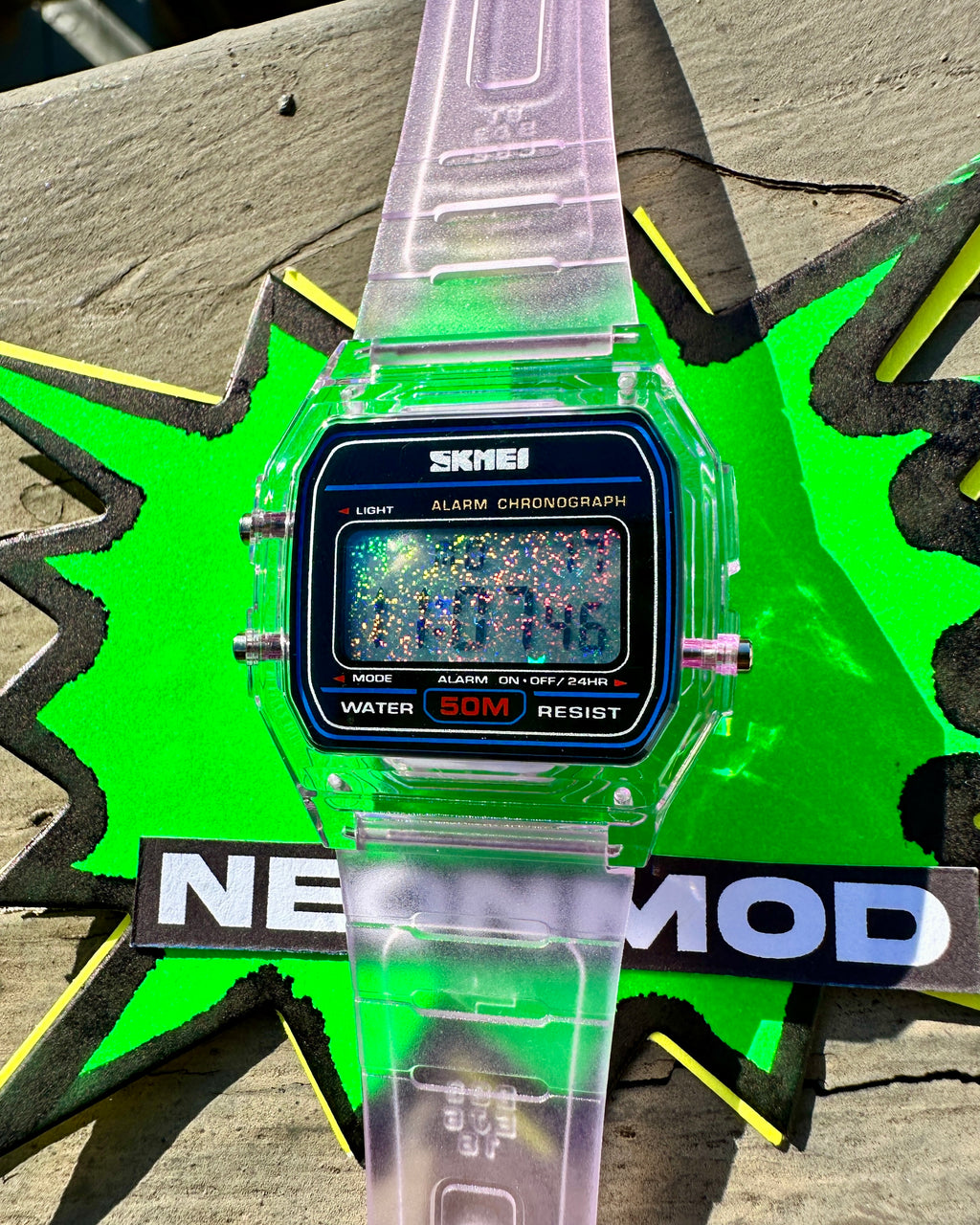 Purple Holo Watch - Rainbow Holographic Star Field - Clear SKMEI Digital Watch