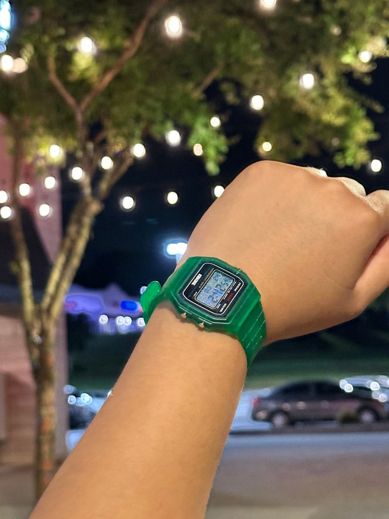Emerald Green Star Field Skmei Digital Watch - Rainbow Holo Mod