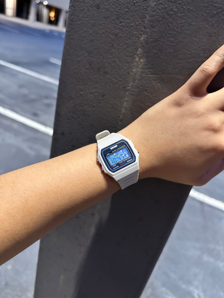 Retro Beige Star Field Skmei Digital Watch - Rainbow Holo Mod