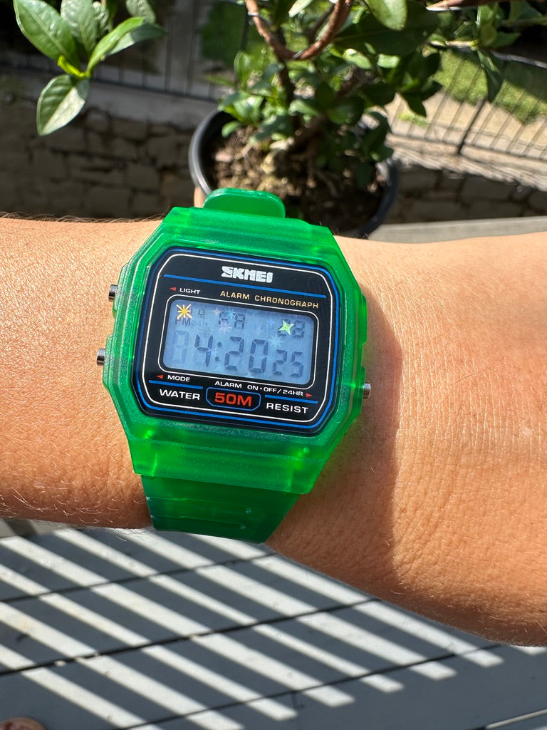 Green Starburst Skmei Digital Watch - Rainbow Holo Mod