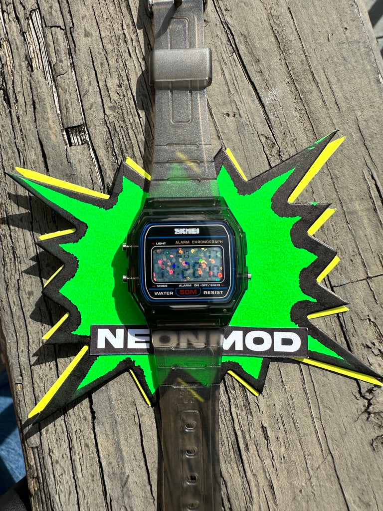 Clear Black Jelly SKMEI Mod Digital Watch - Holo Watch - Rainbow Holographic Glitter Dots