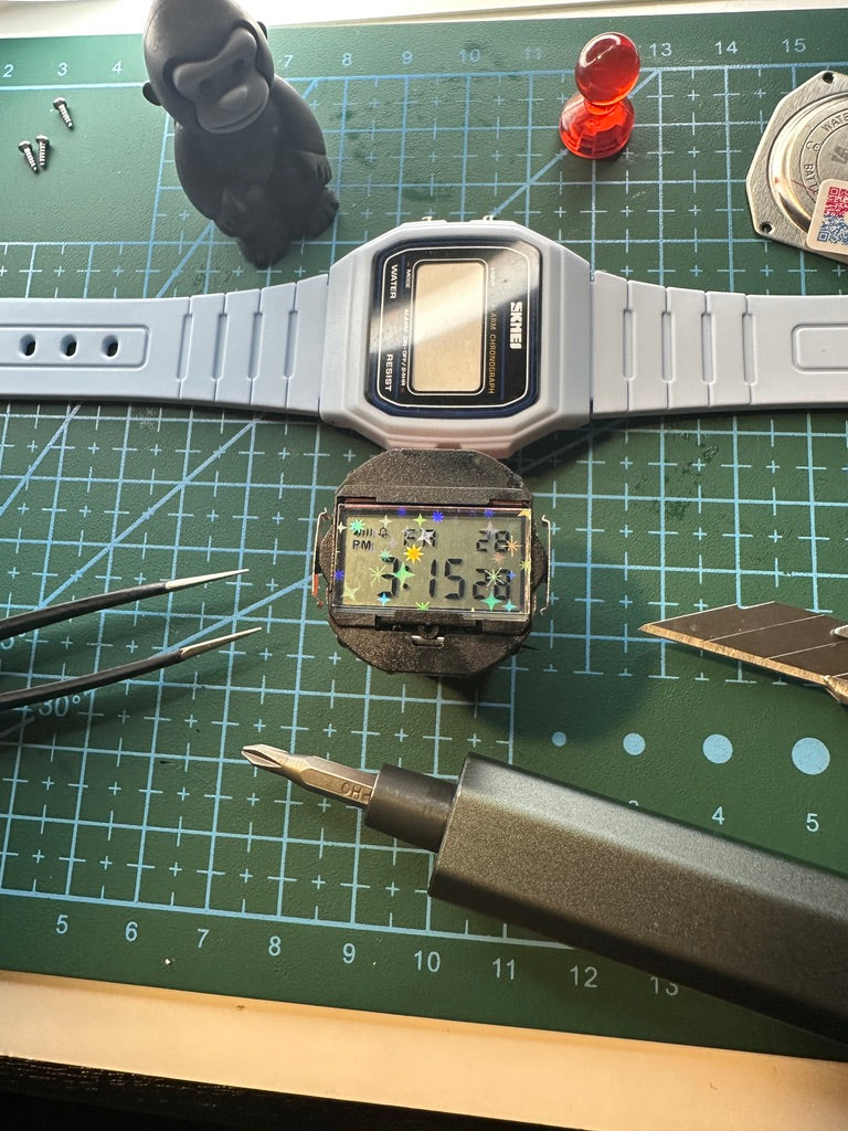 Pastel Dream Blue Starburst Skmei Digital Watch - Rainbow Holo Mod