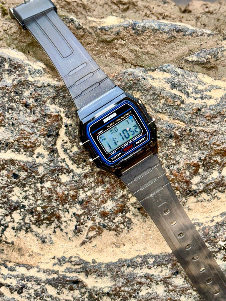 Holographic Digital Watch Star Burst - Black Transparent Jelly Watch - SKMEI Glitter Holo Mod
