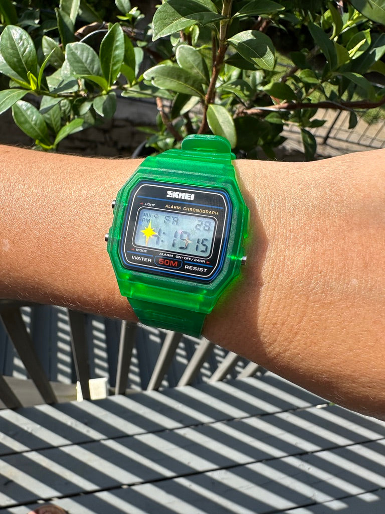 Green Starburst Skmei Digital Watch - Rainbow Holo Mod