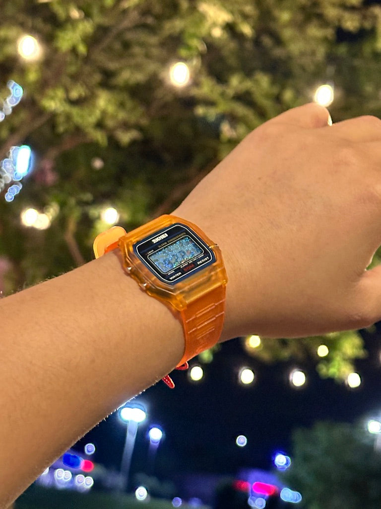 Tangerine Star Field Holo Digital Watch Mod