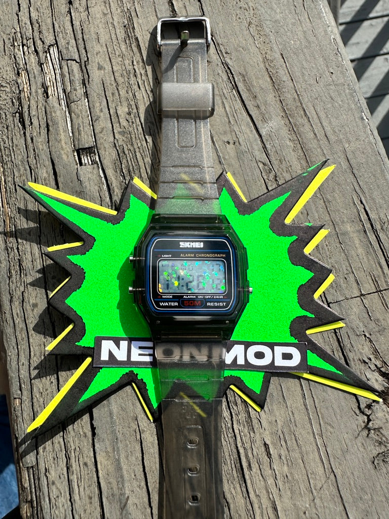 Clear Black Jelly SKMEI Mod Digital Watch - Holo Watch - Rainbow Holographic Glitter Dots