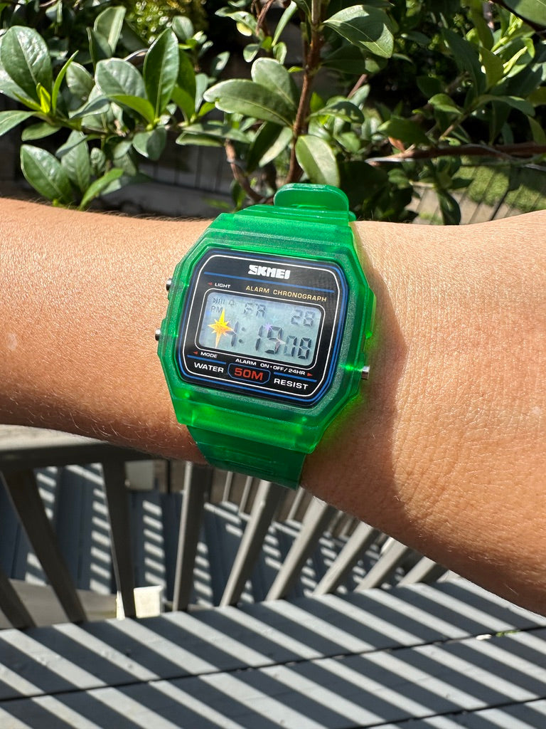 Green Starburst Skmei Digital Watch - Rainbow Holo Mod