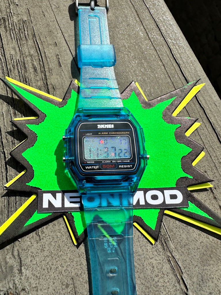 Holographic Digital Watch Star Field - Blue Transparent Jelly Watch - SKMEI Glitter Holo Mod