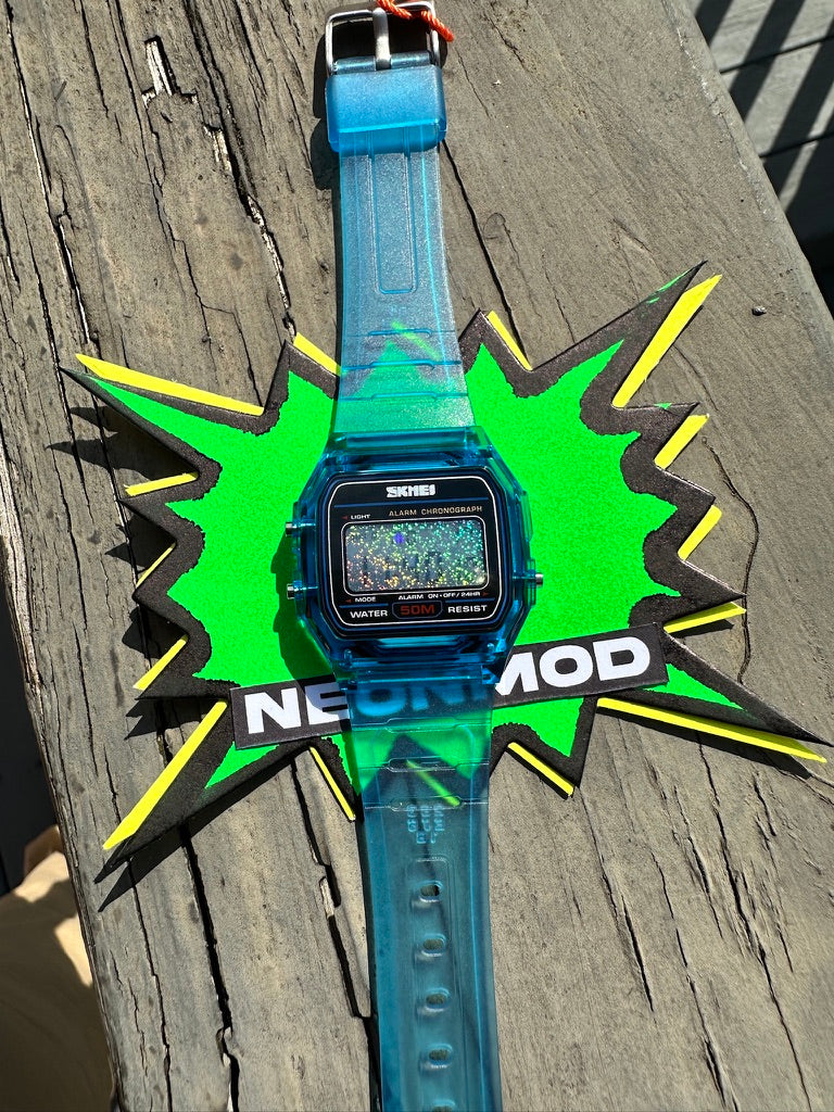 Holographic Digital Watch Star Field - Blue Transparent Jelly Watch - SKMEI Glitter Holo Mod