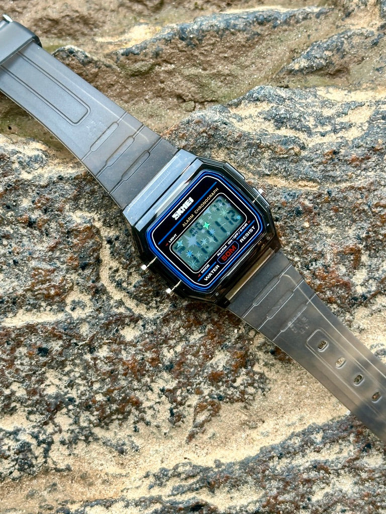 Holographic Digital Watch Star Burst - Black Transparent Jelly Watch - SKMEI Glitter Holo Mod