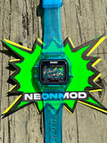 Blue Holo Watch - Rainbow Holographic Glitter Dots - Clear Jelly SKMEI Digital Watch