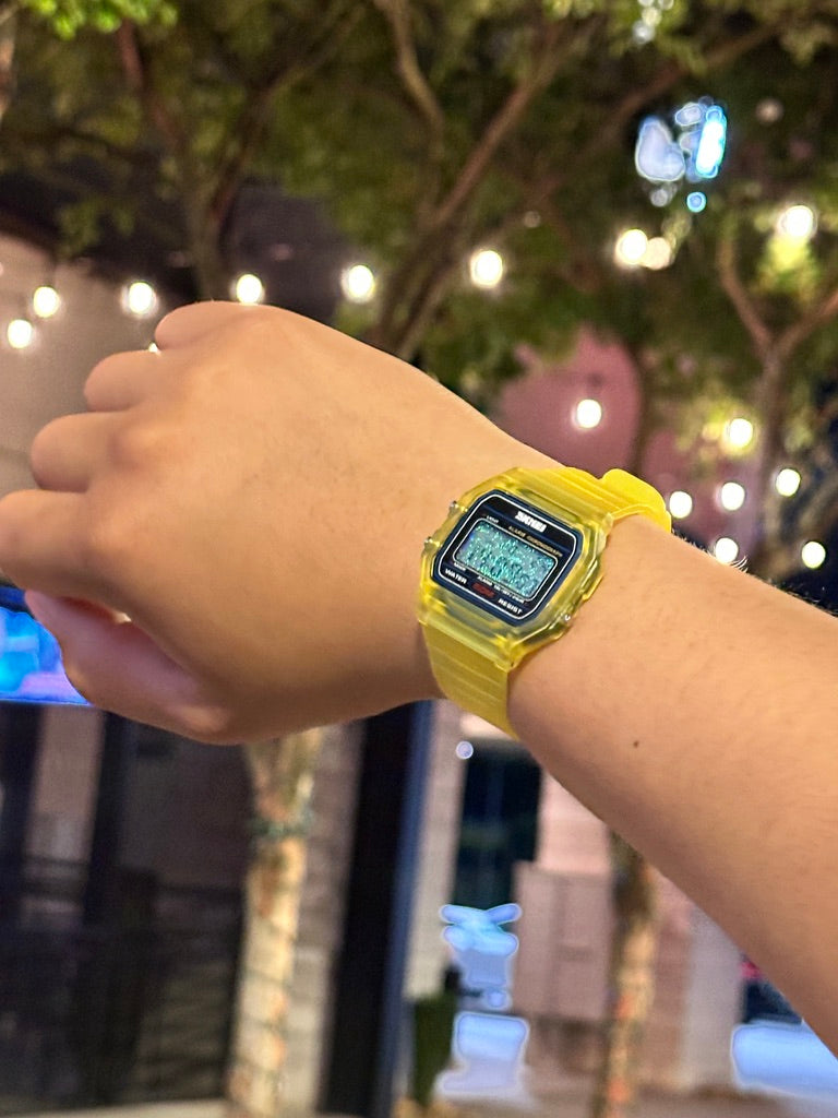 Yellow Star Field Skmei Digital Watch - Rainbow Holo Mod