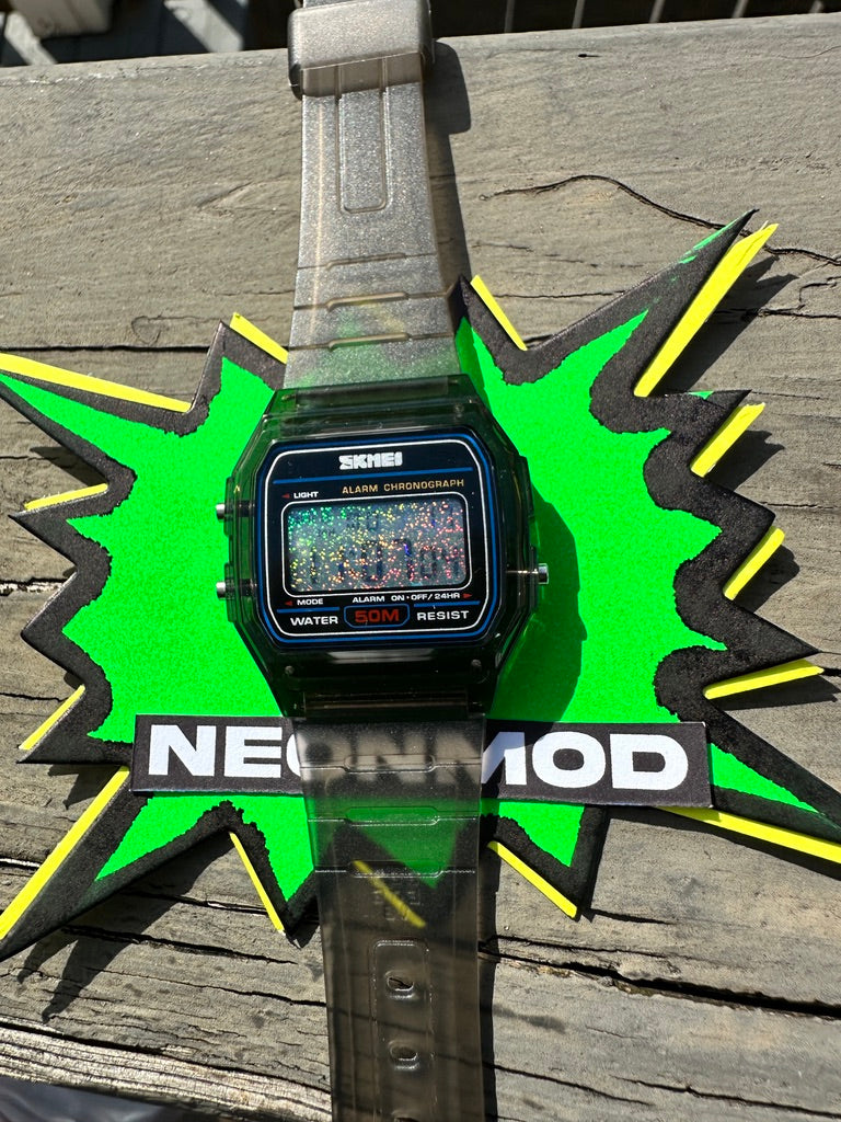Black Holo Watch - Rainbow Holographic Star Field - Clear Jelly SKMEI Digital Watch