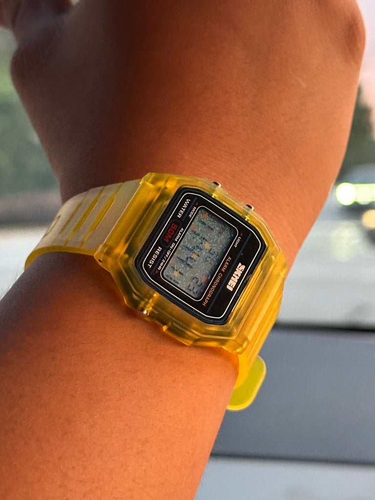 Yellow Star Field Skmei Digital Watch - Rainbow Holo Mod