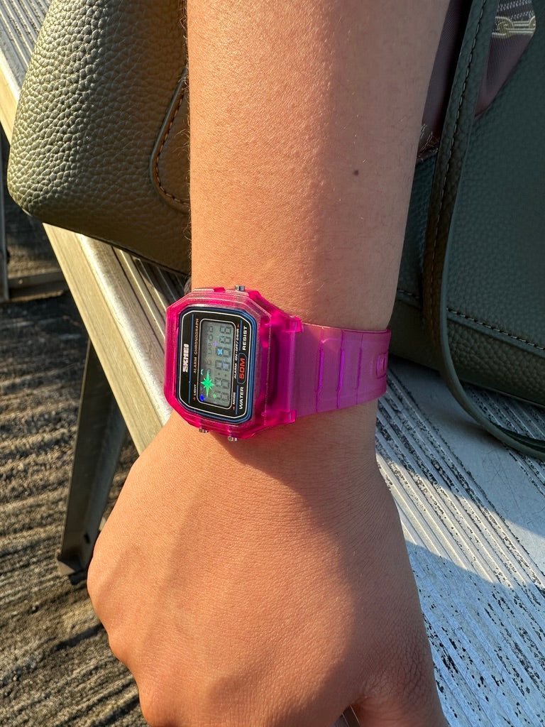 Purple Starburst Skmei Digital Watch - Rainbow Holo Mod